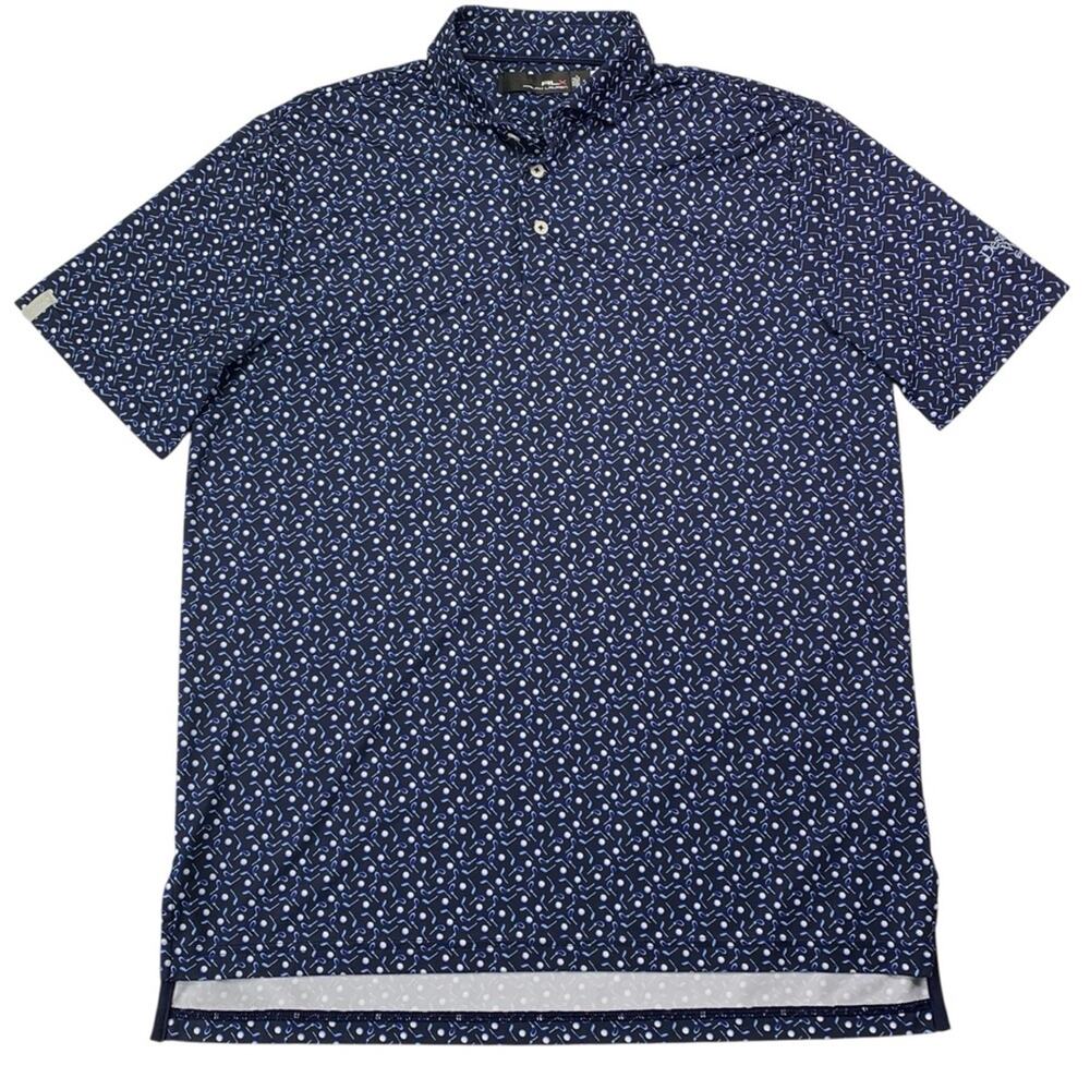 RLX Ralph Lauren Polo Shirt M Desert Willow Golf Resort Navy Blue Ball & Club